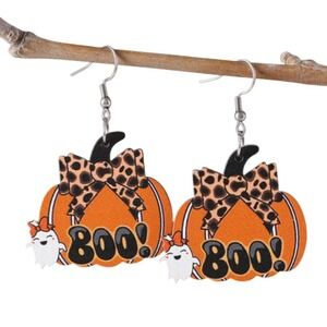 Halloween Pumpkin Earrings Boo Leopard Bow Ghost Dangle‎ Drop Earrings New